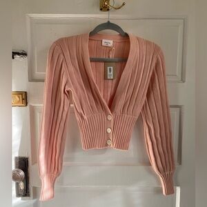 NWT Wilfred Free Blush Pink Ribbed Crop Cardigan Size 2XS